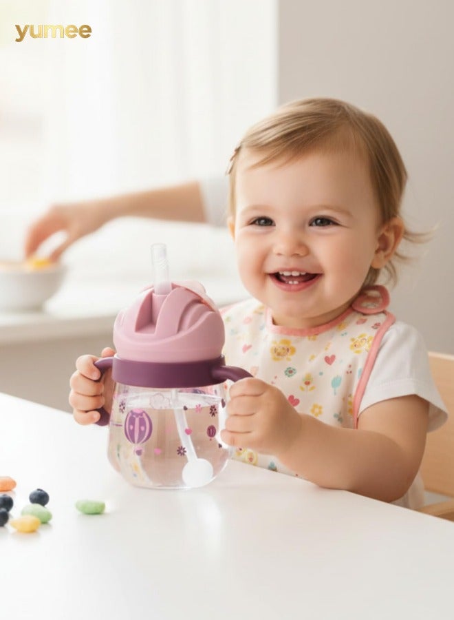 yumee Sippy Cup for Baby 6-12 Months, Spill-Proof & Leak-Proof with Weighted Straw, BPA-Free Soft Spout Trainer Cup with Handles, 260ml, Purple - Image 3